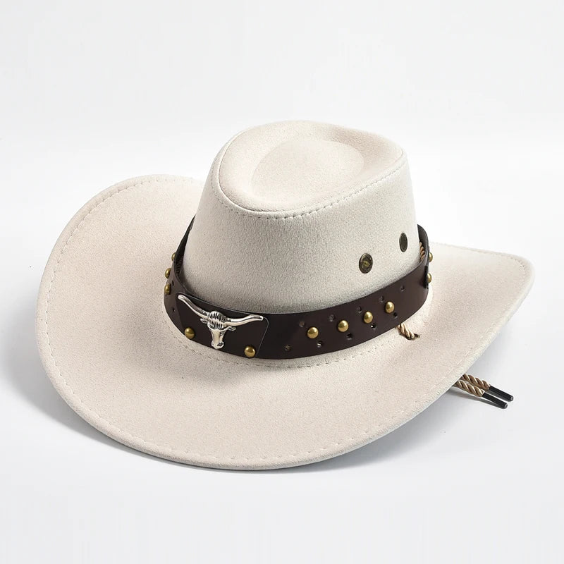 Cappelli da cowboy western in finta pelle scamosciata di alta qualità vintage - unisex