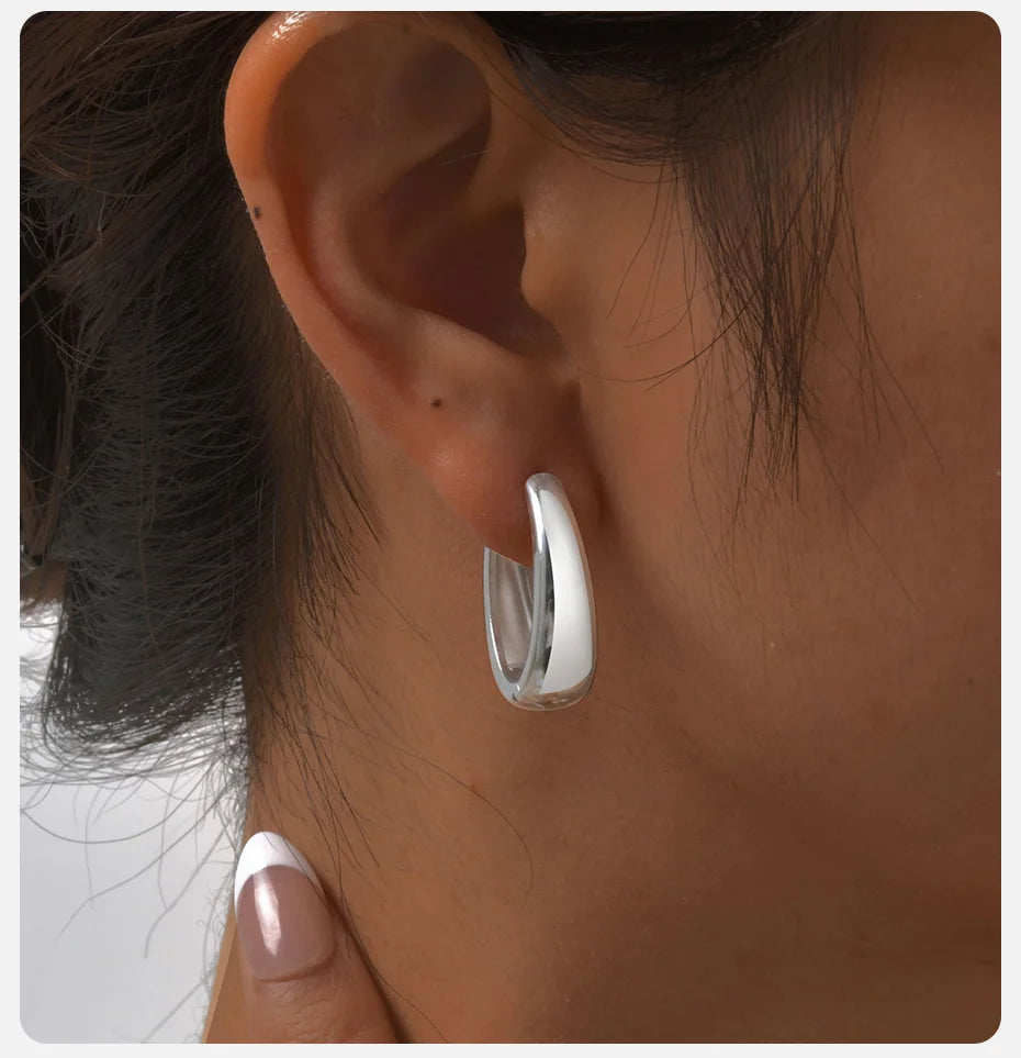 Simple Stainless Steel Hoop Earrings For Women Girls,Gold Silver Color Big Circle Earring,Fashion Dainty Jewelry Gifts