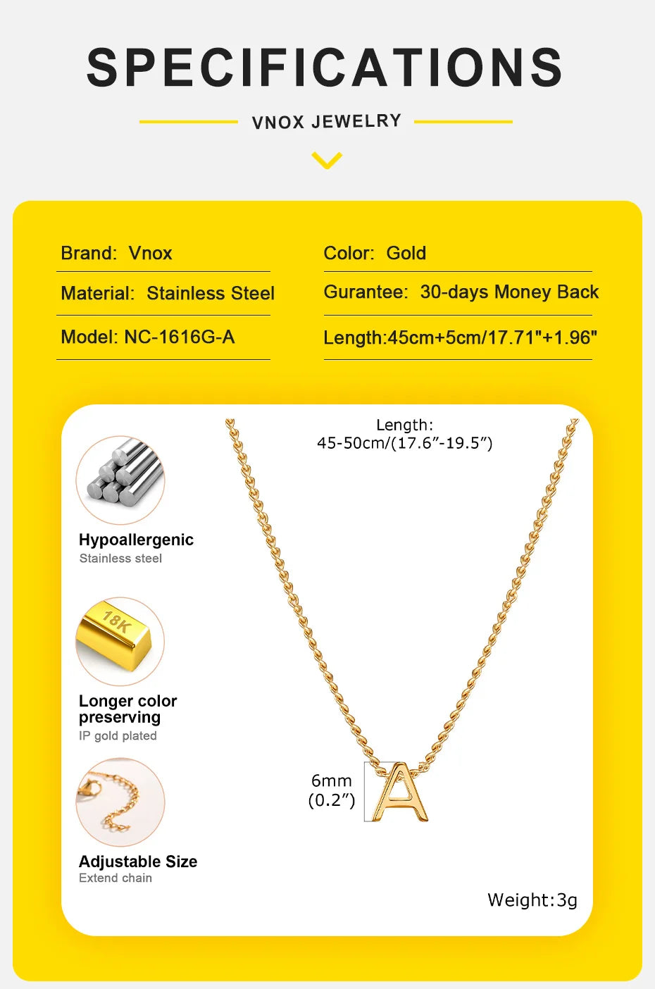 Chic Tiny A-Z Letters Necklaces for Women Girls, Gold Color Stainless Steel Initial Chokers,Small Pendent Necklaces Jewelry