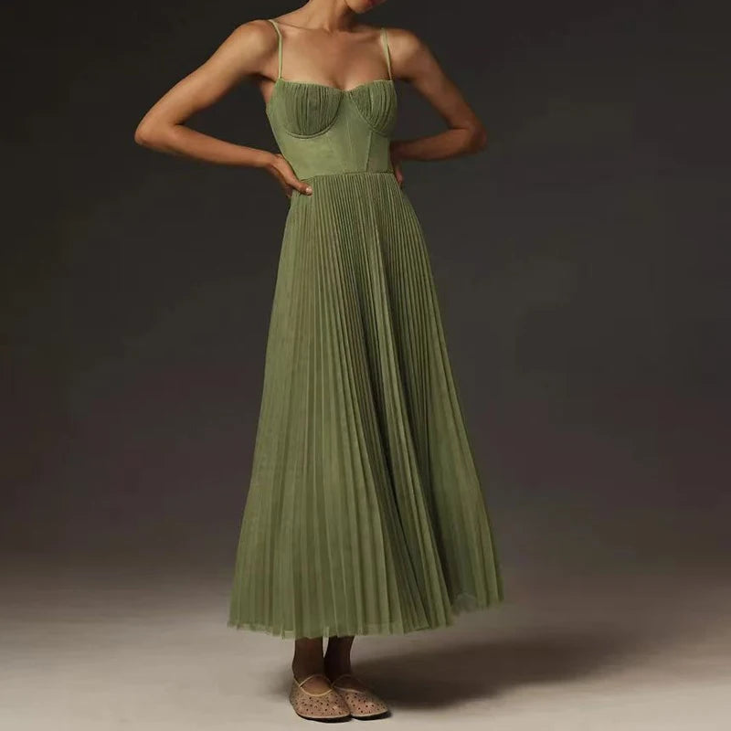 Fluss mit Stil-A-Line Falten-Maxikleid für Frühling und Sommer