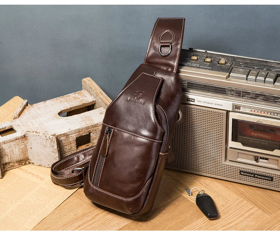 Miami Design- HUMER™ Unisex Genuine Leather Sling Bag – Anti-Theft & Anti-Pickpocket Design- For Travel, Hikking and Urban Use