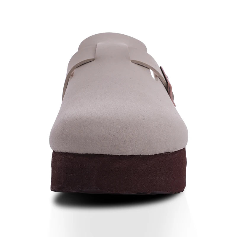 Fashion Suede Platform Mules – Soft Cork Clogs with Arch Support for All-Day Comfort