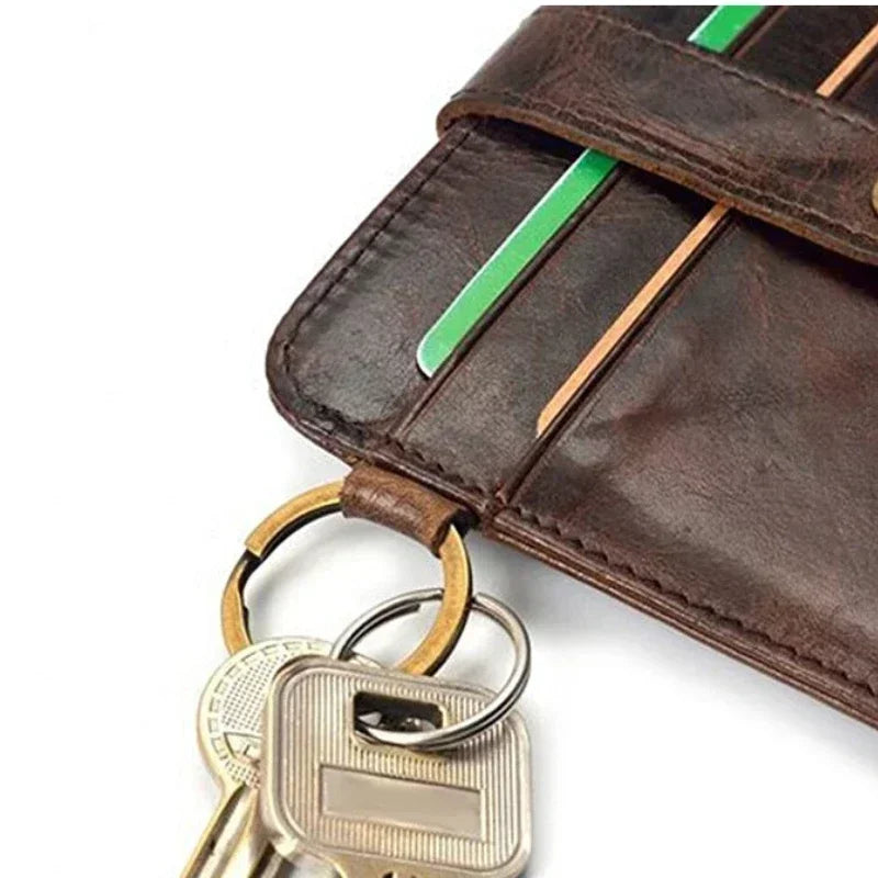 Hombres de cuero genuino billetera delgada masculina mini bolso de dinero billetera delgada portteras carteras titina de la billetera del hombre