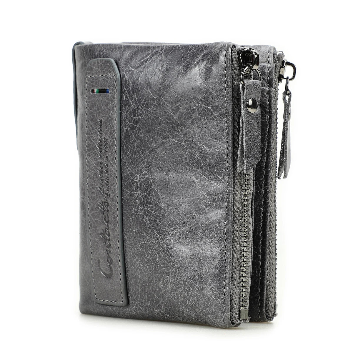 Billetera de cuero genuina Marca de lujo Doble Pe Small Coin Moned Purse Femenino Money Bag Tarjeta de identificación Tarjeta de identificación