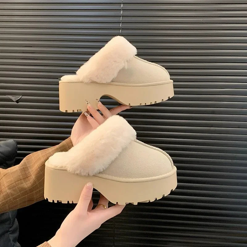 Suède klompen met dikke hak voor dames - Comfort & Stijl voor koude dagen