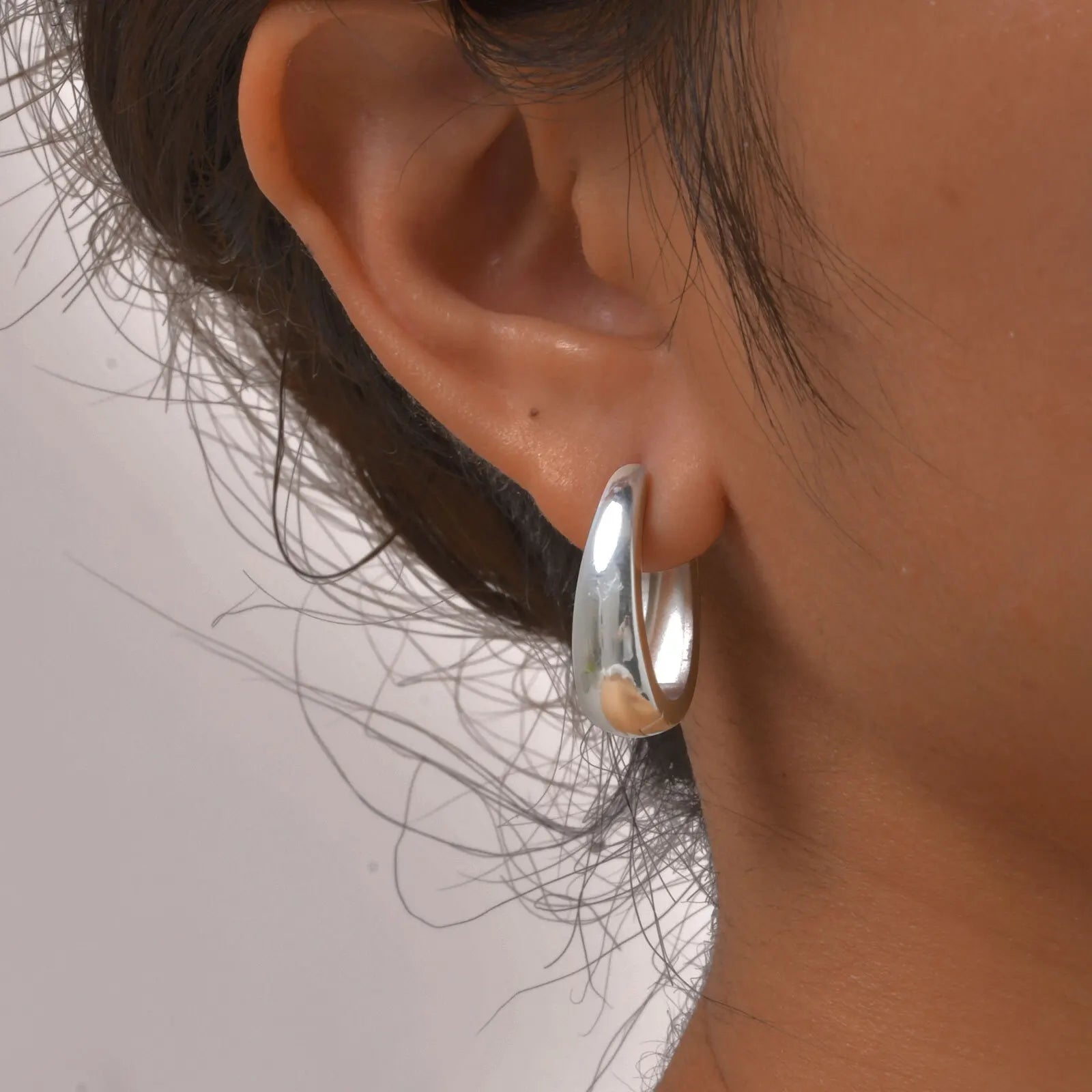Simple Stainless Steel Hoop Earrings For Women Girls,Gold Silver Color Big Circle Earring,Fashion Dainty Jewelry Gifts