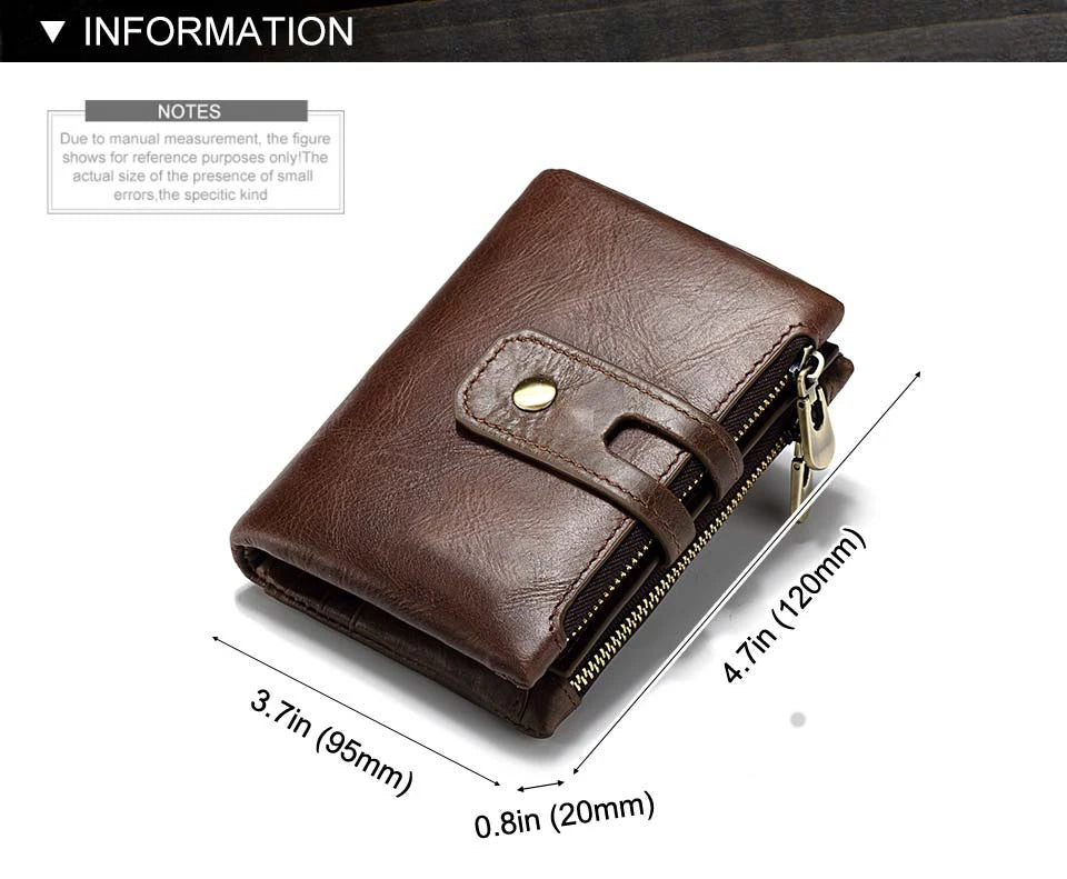 Miami Design - Humer ™ Retro Wallet Unisex RFID - Anti -diefstal - Anti -pickpocket -Genuine Leather HaSp Zipper Card Holder Coin Purse Shortportomonee