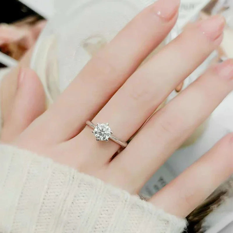 Anello di moissanite al carati per donne sterling in argento bianco placcato in oro d color diamante fidanzata Bandiera per matrimoni
