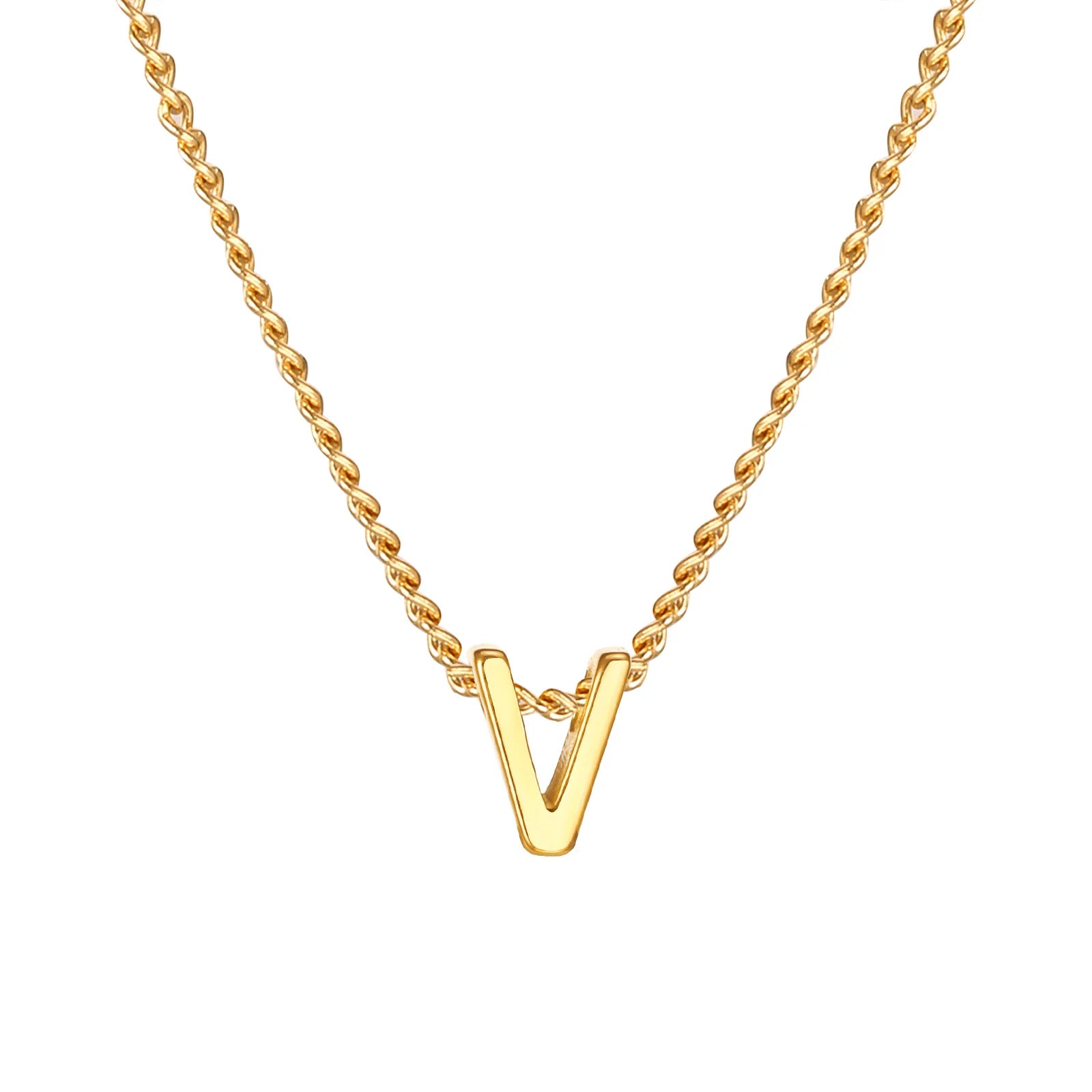 Chic Tiny A-Z Letters Necklaces for Women Girls, Gold Color Stainless Steel Initial Chokers,Small Pendent Necklaces Jewelry