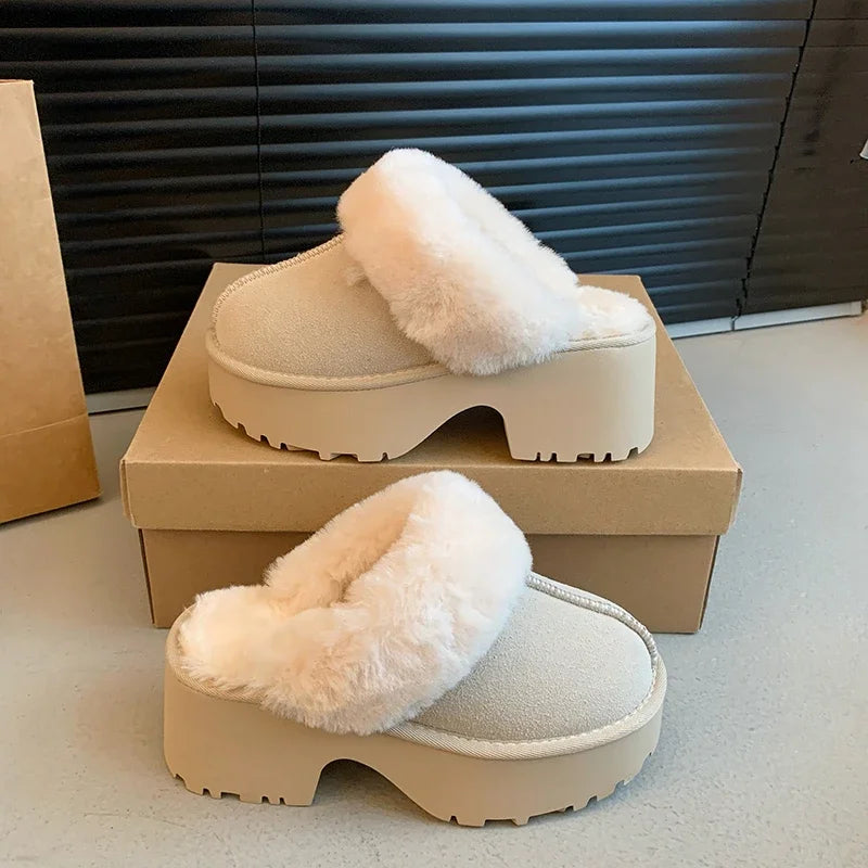 Suède klompen met dikke hak voor dames - Comfort & Stijl voor koude dagen