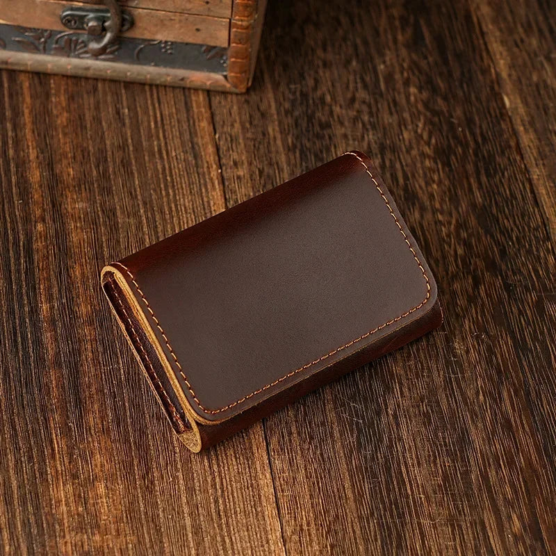 Vintage Genuine Leather Card Wallet – Compact, Durable & Multi-Use Storage