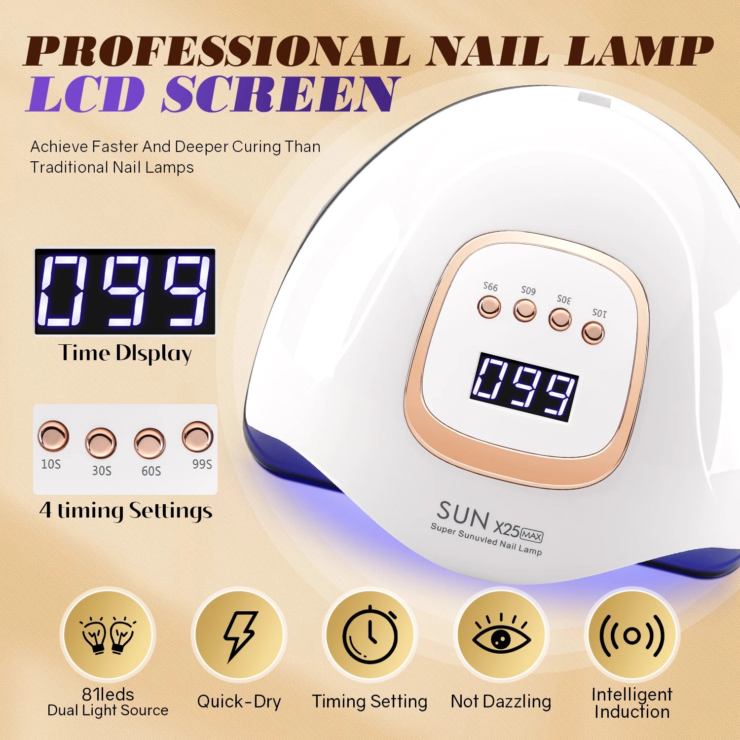 D Beauty 380W LED UV Lamp Dryer for Nails Gel Polish Drying Lamp with 4 Timer Setting Auto Sensor Professional Nail Light