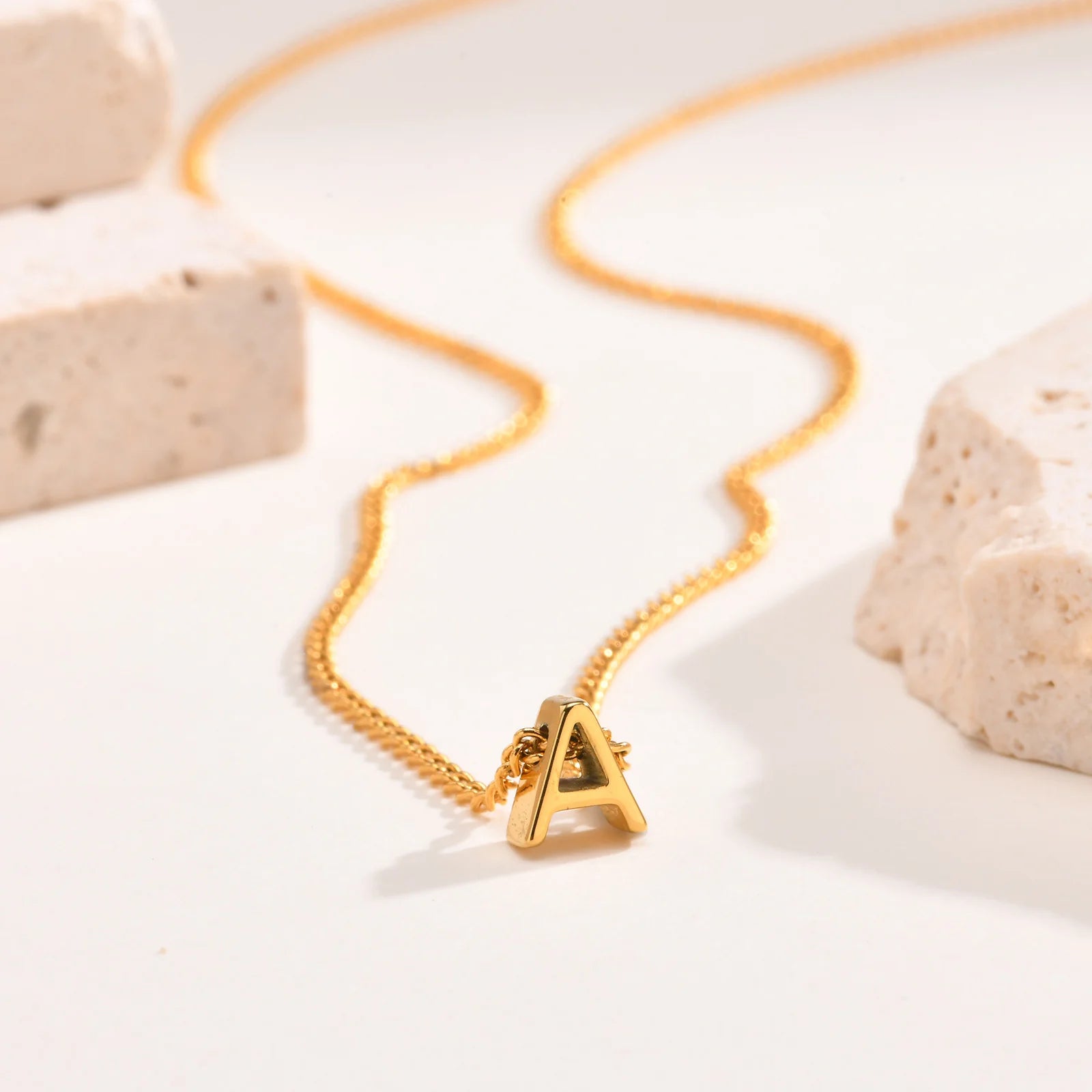 Chic Tiny A-Z Letters Necklaces for Women Girls, Gold Color Stainless Steel Initial Chokers,Small Pendent Necklaces Jewelry