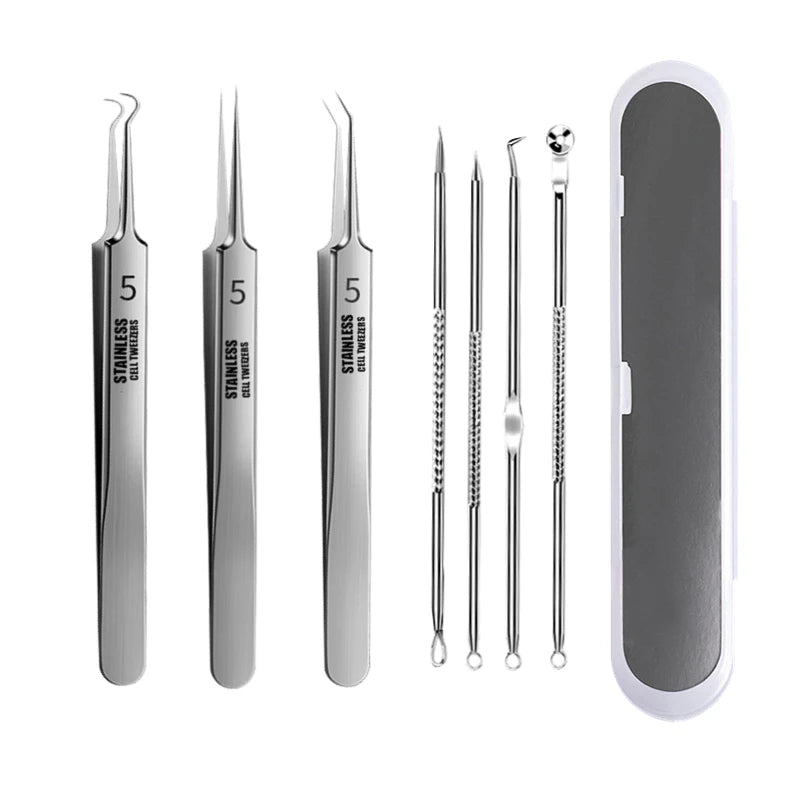 Acne Blackhead Ham Hpival Aghi in acciaio inossidabile punto nero Spot boccetta di rimozione rimozione Ago di pulizia profonda utensile kit di cura della pelle