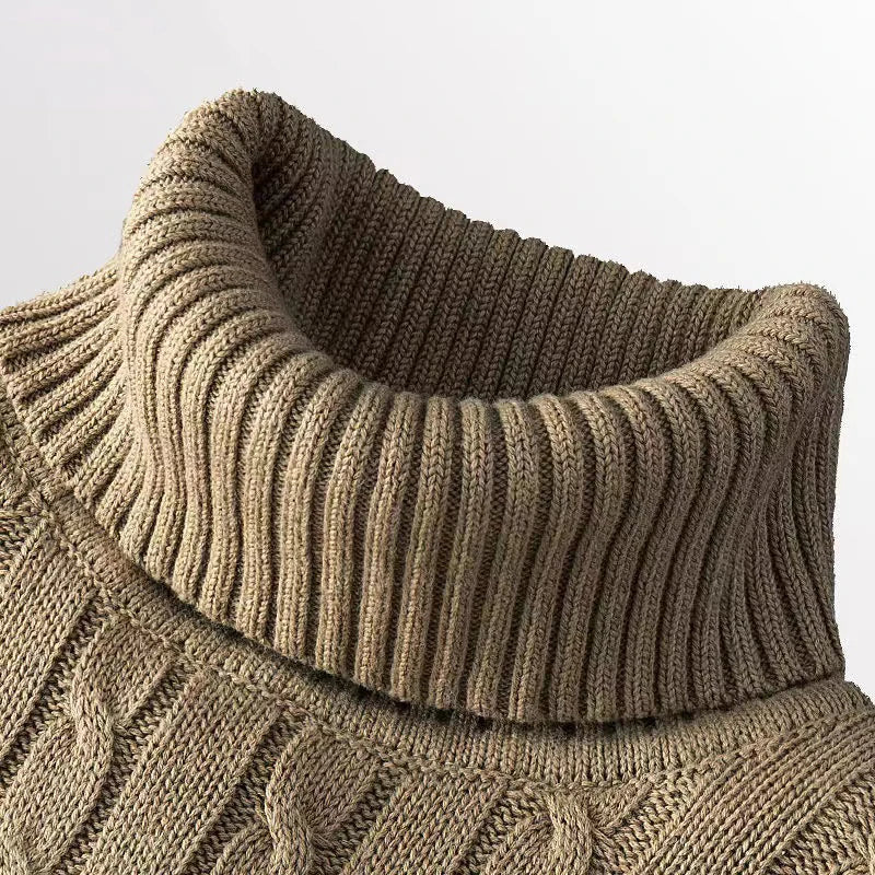 Suéter de cuello de tortuga de lana para hombres - casual y cálido