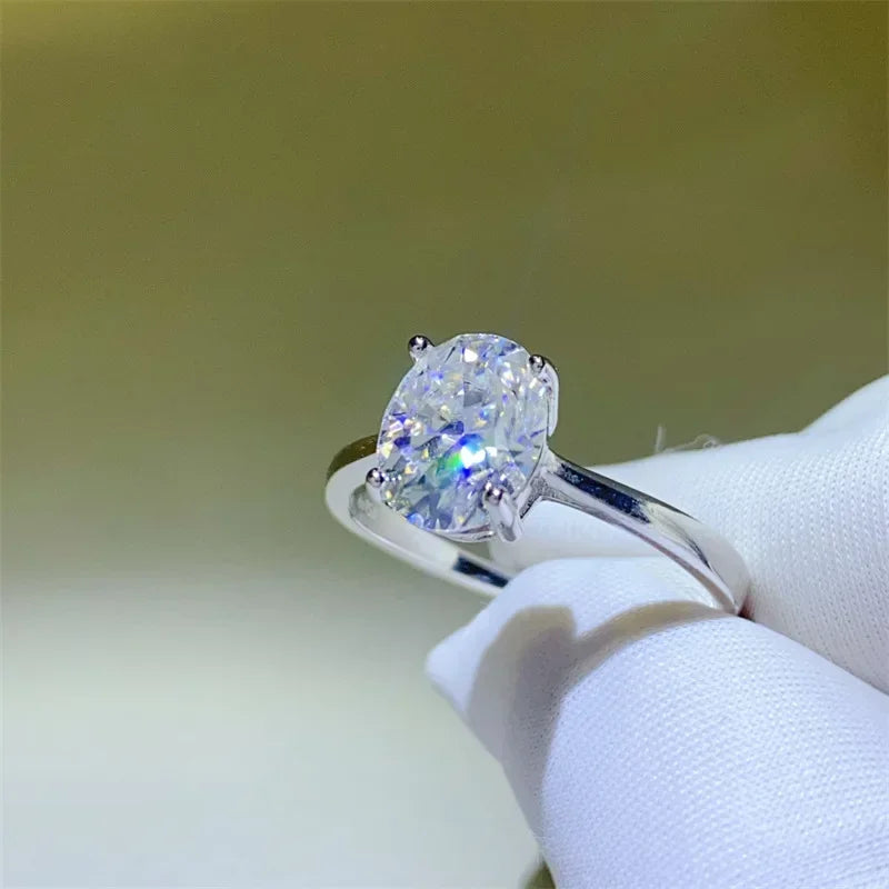 Anelli di moissanite a taglio ovale da 1-4 ct per donne scintillanti diamanti 925 gioielli a fedi nuziali in fidanzamento in argento sterling con certificato