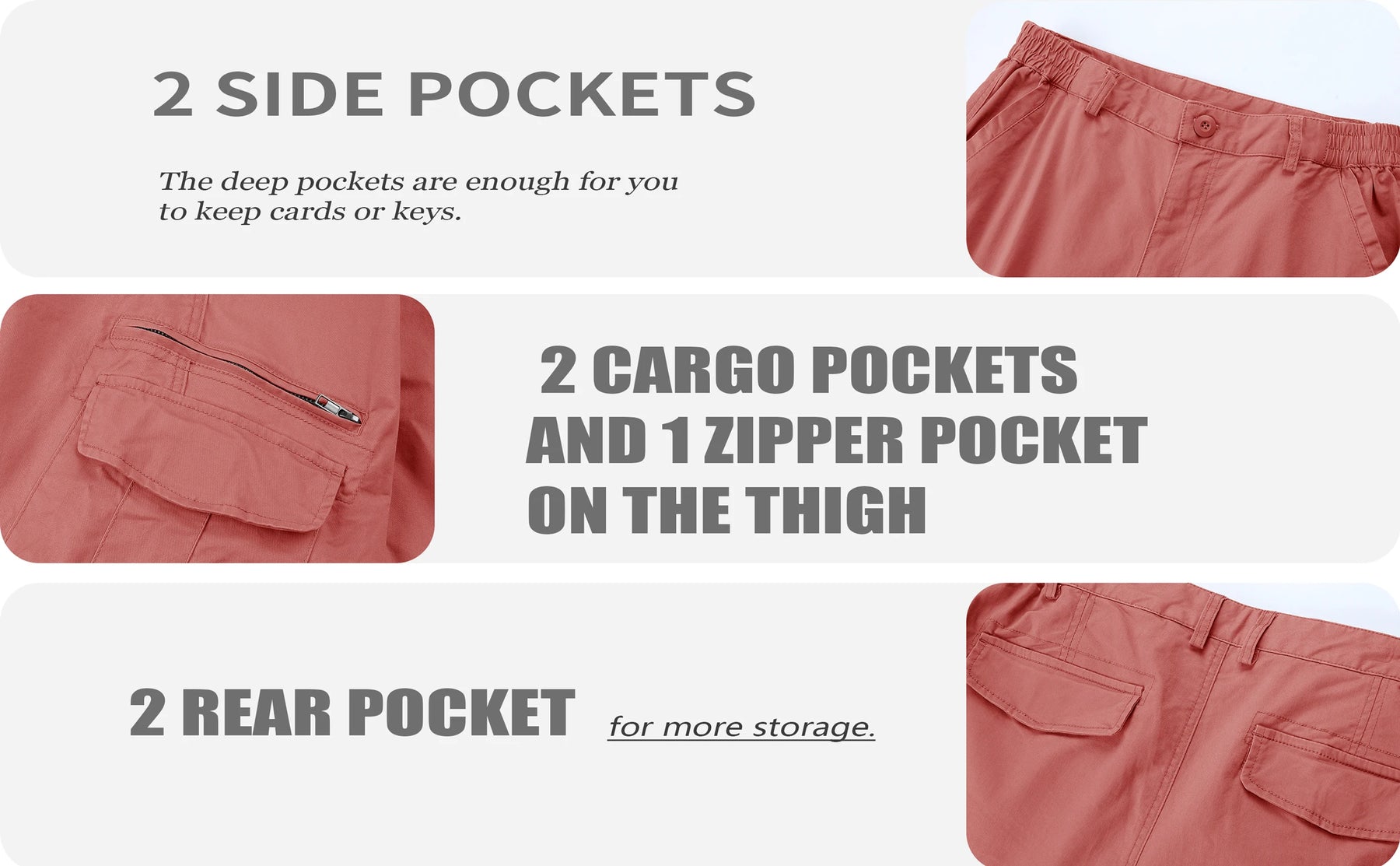 Diseño de Miami: pantalones cortos de carga TAC 97% de algodón múltiples Fit Multi-Pockets al aire libre