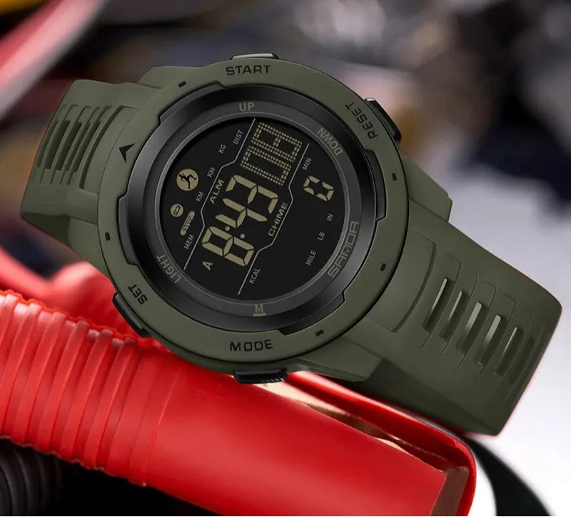 Miami Men relojes Calorías del podómetro deportivo 50m LED Digital Watch Digital Wallwatch Relogio Masculino 2145