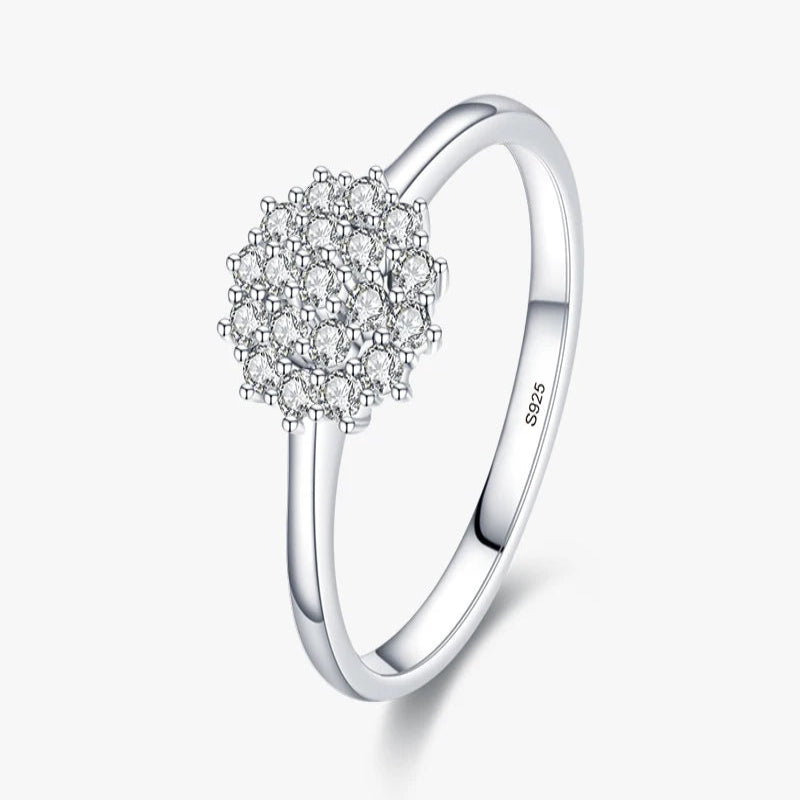 925 Sterling Silver Classic Sparkling Simple CZ Finger Ring Platinum Plated Wedding Jewelry For Women Gift