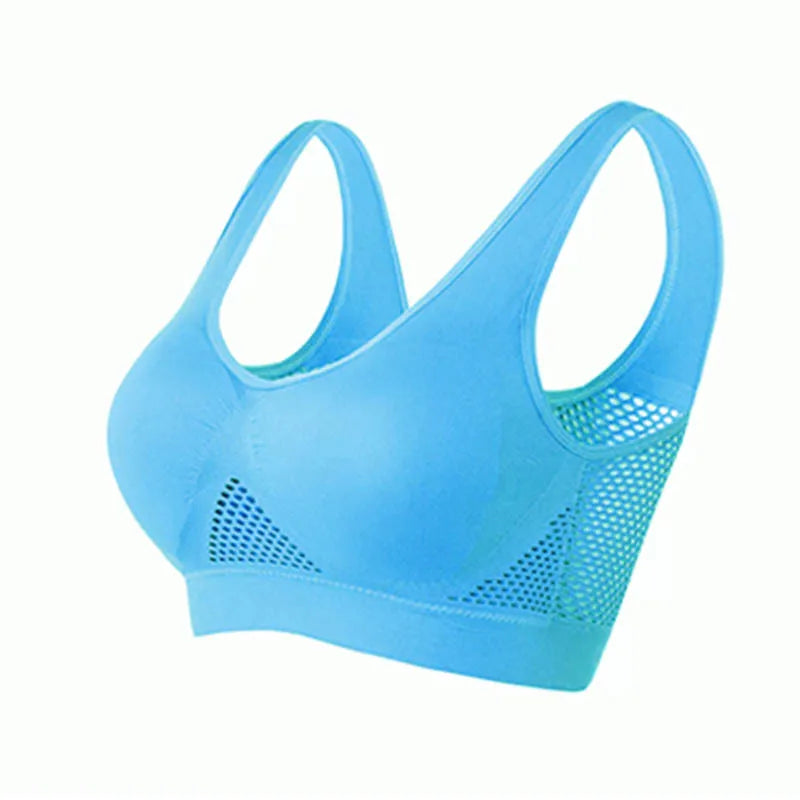 Reggiseno sportivo traspirante Fitness Fitness Women Brassere Rimovibile reggiseno sportivo imbottito Running palestra spinta senza cuciture.