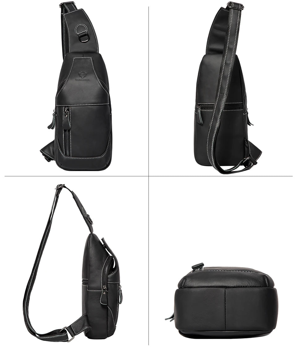 Miami Design- HUMER™ Unisex Genuine Leather Sling Bag – Anti-Theft & Anti-Pickpocket Design- For Travel, Hikking and Urban Use