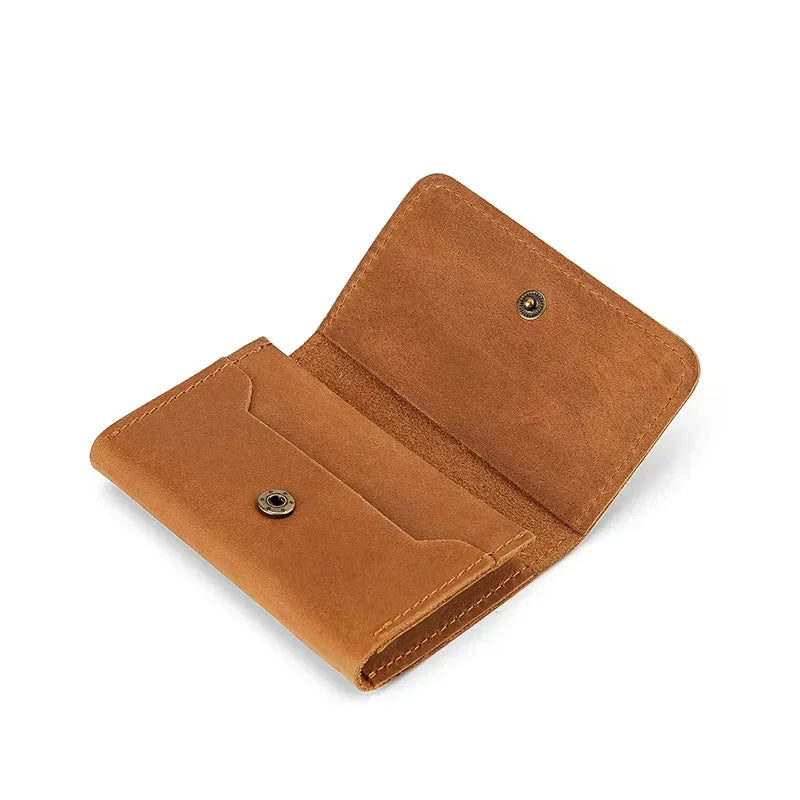 Vintage Genuine Leather Card Wallet – Compact, Durable & Multi-Use Storage