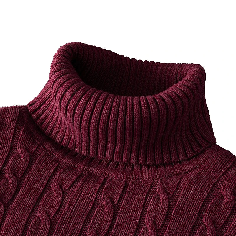 Suéter de cuello de tortuga de lana para hombres - casual y cálido