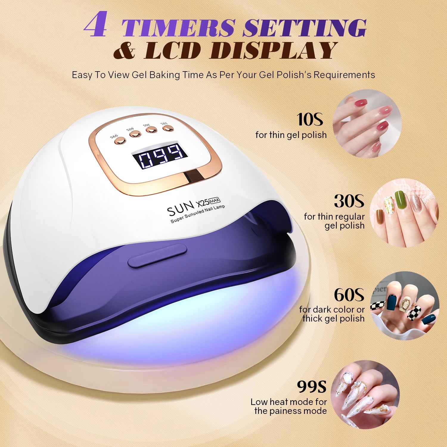 D Beauty 380W LED UV Lamp Dryer for Nails Gel Polish Drying Lamp with 4 Timer Setting Auto Sensor Professional Nail Light