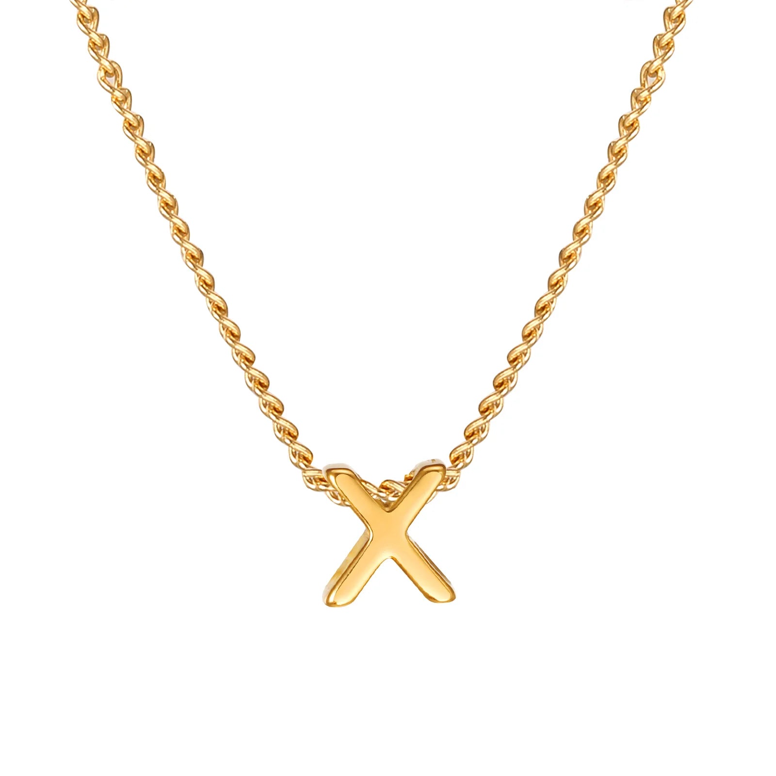 Chic Tiny A-Z Letters Necklaces for Women Girls, Gold Color Stainless Steel Initial Chokers,Small Pendent Necklaces Jewelry