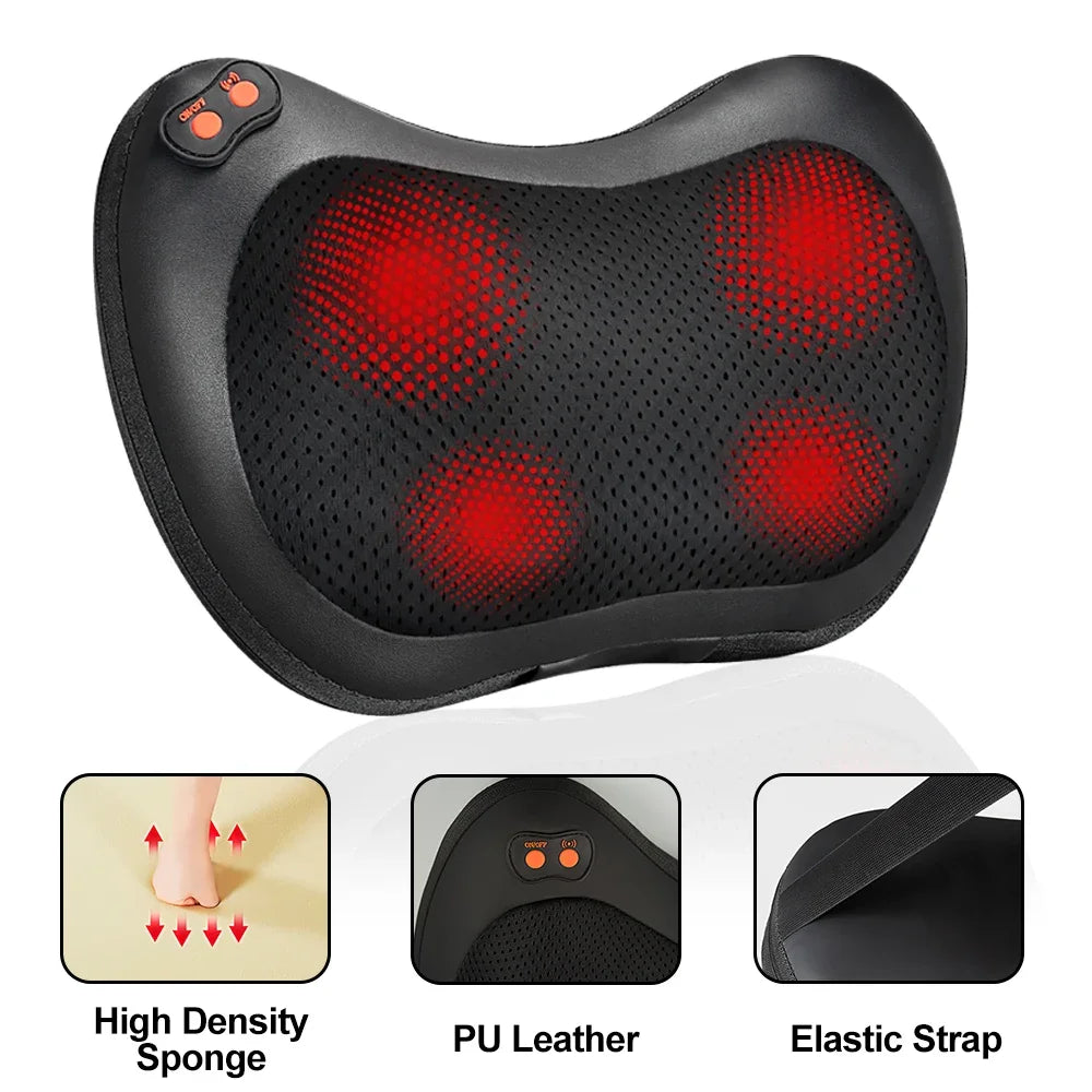 Almohada de masajeador eléctrico de cuello y cintura: tracción cervical, terapia de calor y vibración