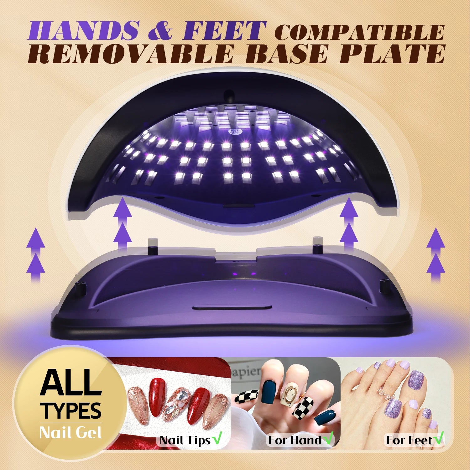 D Beauty 380W LED UV Lamp Dryer for Nails Gel Polish Drying Lamp with 4 Timer Setting Auto Sensor Professional Nail Light