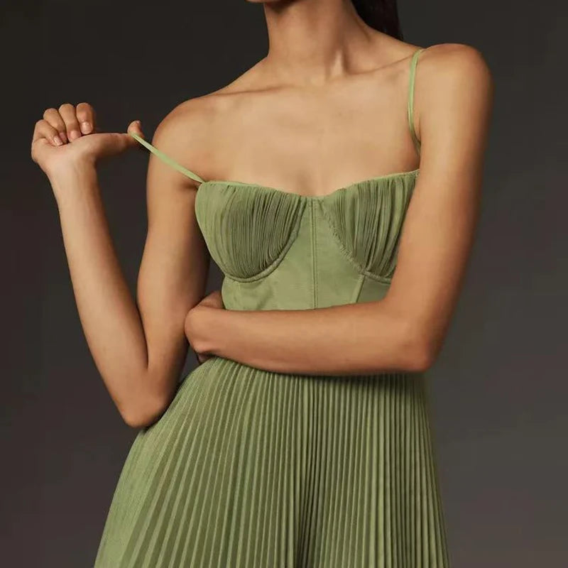 Fluss mit Stil-A-Line Falten-Maxikleid für Frühling und Sommer