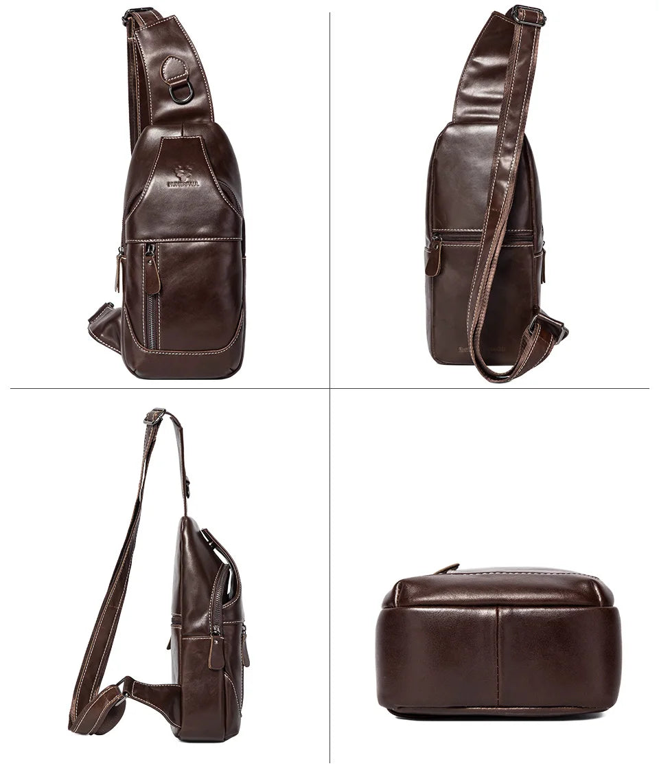 Miami Design- HUMER™ Unisex Genuine Leather Sling Bag – Anti-Theft & Anti-Pickpocket Design- For Travel, Hikking and Urban Use