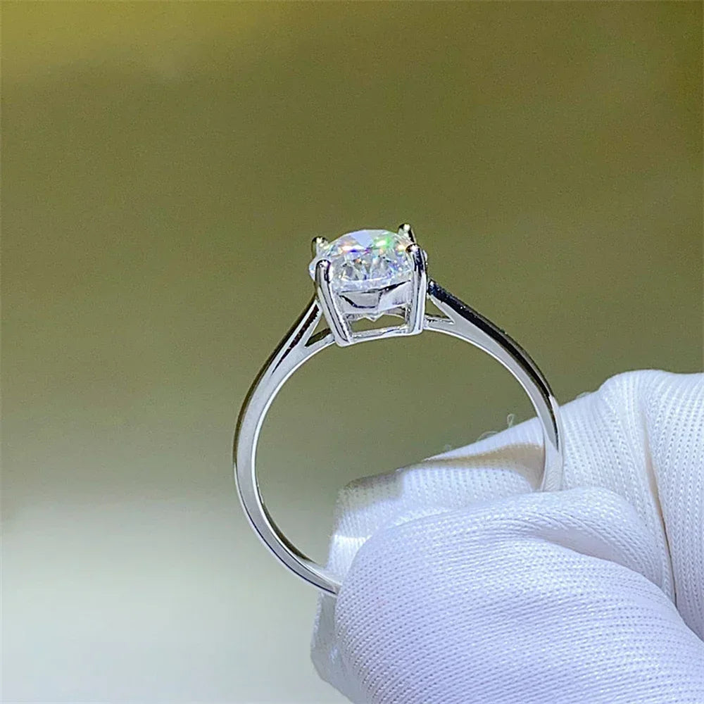 Anelli di moissanite a taglio ovale da 1-4 ct per donne scintillanti diamanti 925 gioielli a fedi nuziali in fidanzamento in argento sterling con certificato