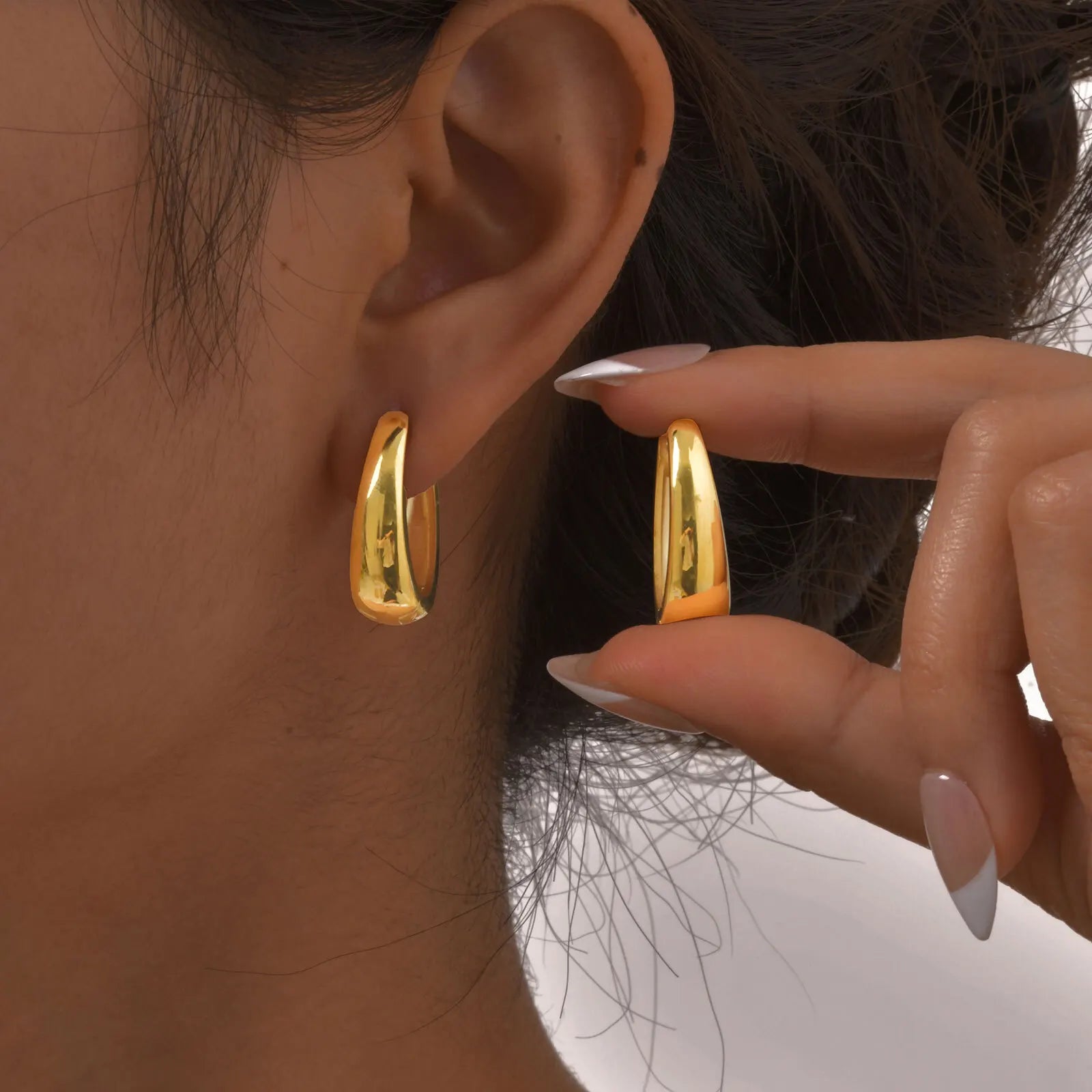 Simple Stainless Steel Hoop Earrings For Women Girls,Gold Silver Color Big Circle Earring,Fashion Dainty Jewelry Gifts