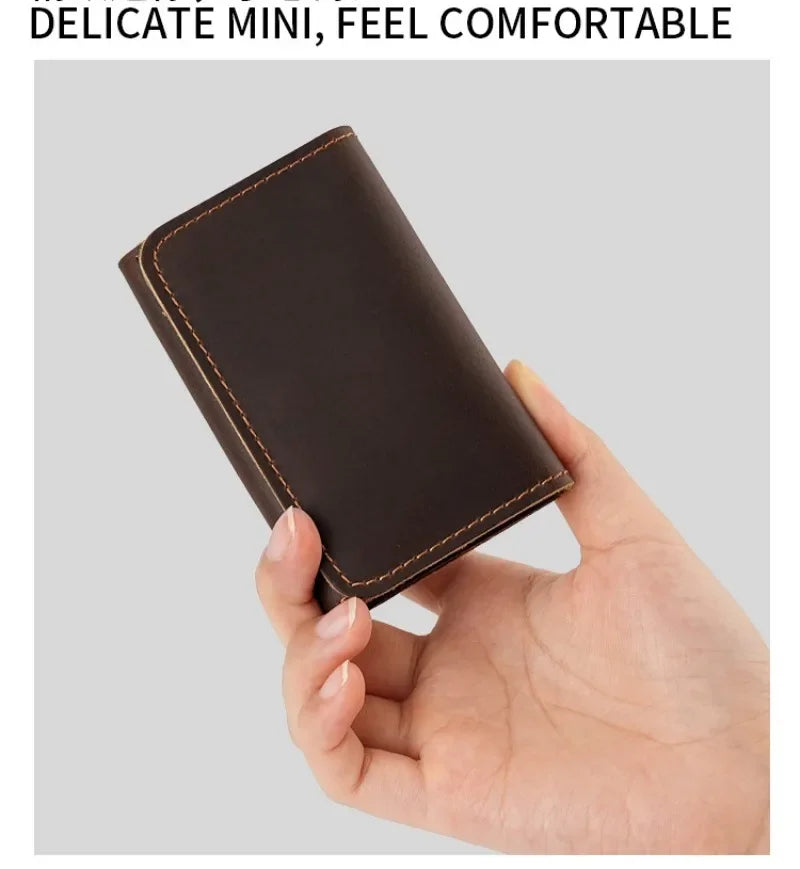 Vintage Genuine Leather Card Wallet – Compact, Durable & Multi-Use Storage