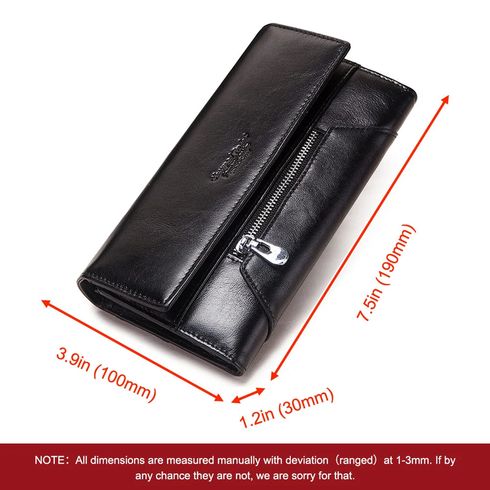 MIAMI DESIGN HUMER™ Women’s RFID Genuine Cowhide Leather Wallet – Anti-Theft & Anti-Pickpocket Long Clutch