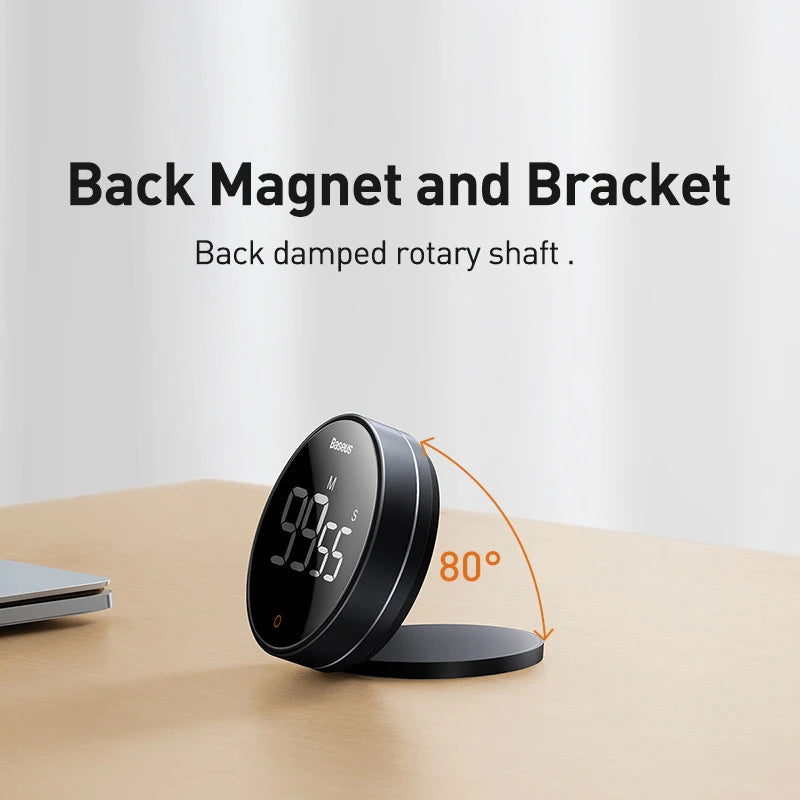 Baseus Digital Kitchen Timer Magnetic Countdown Alarm Clock Work Study Baking Reminder Stand Desk Cooking Clock Stopwatch Timer