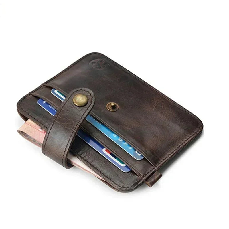 Men Genuine Leather Slim Wallet Male Small Purse Mini Money Bag Walet Thin Portomonee Carteras Man's Wallet Card Holder