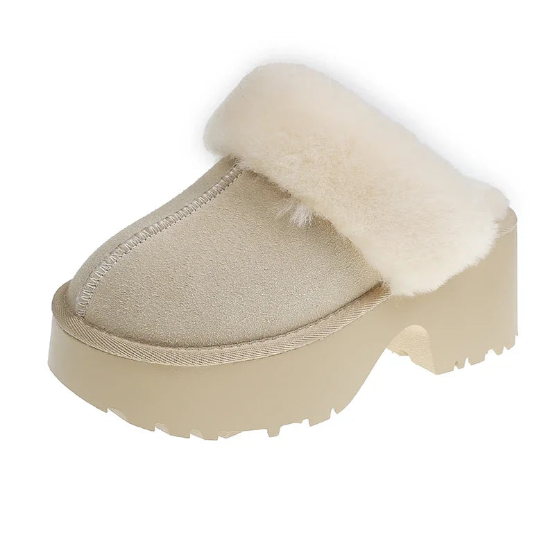 Suède klompen met dikke hak voor dames - Comfort & Stijl voor koude dagen