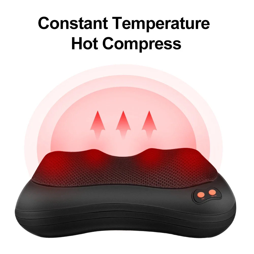 Almohada de masajeador eléctrico de cuello y cintura: tracción cervical, terapia de calor y vibración
