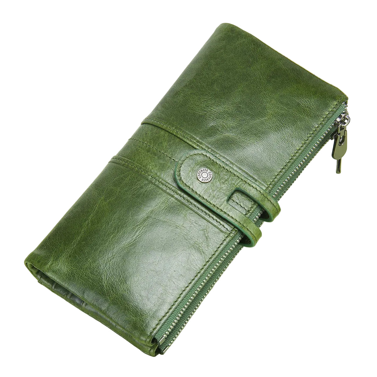 Luxury Genuine Leather Long Wallet – Multi-Card Holder, Zipper Coin Pocket & Phone Clutch