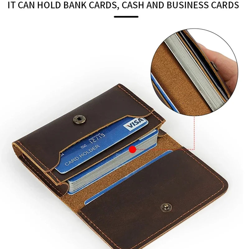 Vintage Genuine Leather Card Wallet – Compact, Durable & Multi-Use Storage
