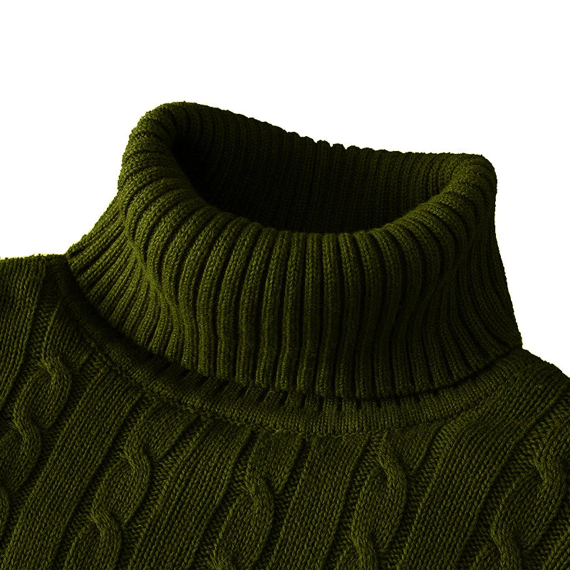 Suéter de cuello de tortuga de lana para hombres - casual y cálido