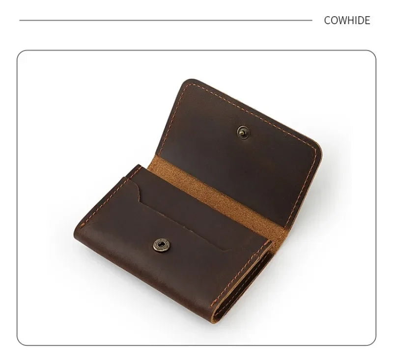 Vintage Genuine Leather Card Wallet – Compact, Durable & Multi-Use Storage