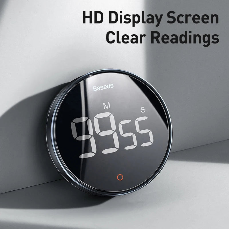 Baseus Digital Kitchen Timer Magnetic Countdown Alarm Clock Work Study Baking Reminder Stand Desk Cooking Clock Stopwatch Timer