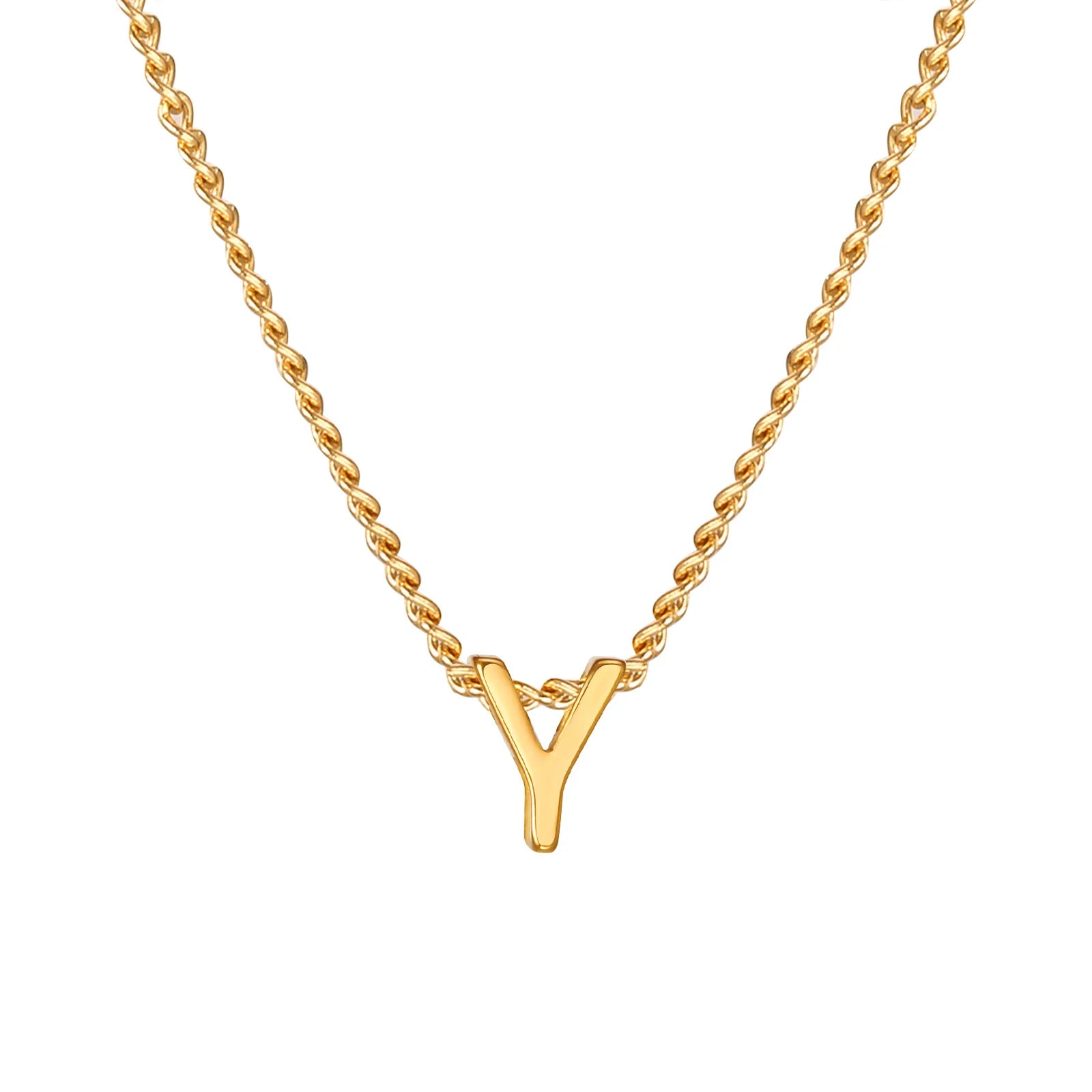 Chic Tiny A-Z Letters Necklaces for Women Girls, Gold Color Stainless Steel Initial Chokers,Small Pendent Necklaces Jewelry