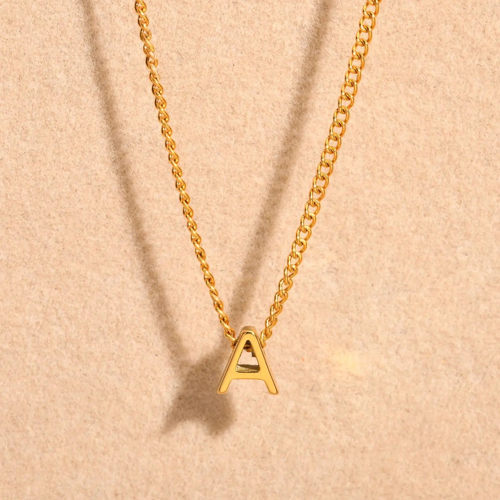 Chic Tiny A-Z Letters Necklaces for Women Girls, Gold Color Stainless Steel Initial Chokers,Small Pendent Necklaces Jewelry