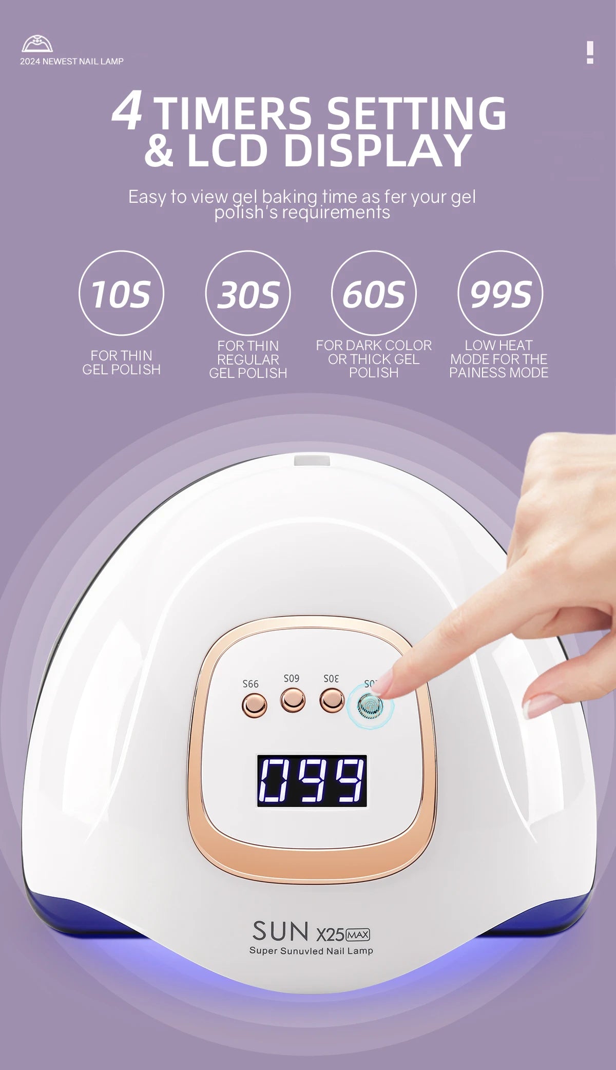 D Beauty 380W LED UV Lamp Dryer for Nails Gel Polish Drying Lamp with 4 Timer Setting Auto Sensor Professional Nail Light