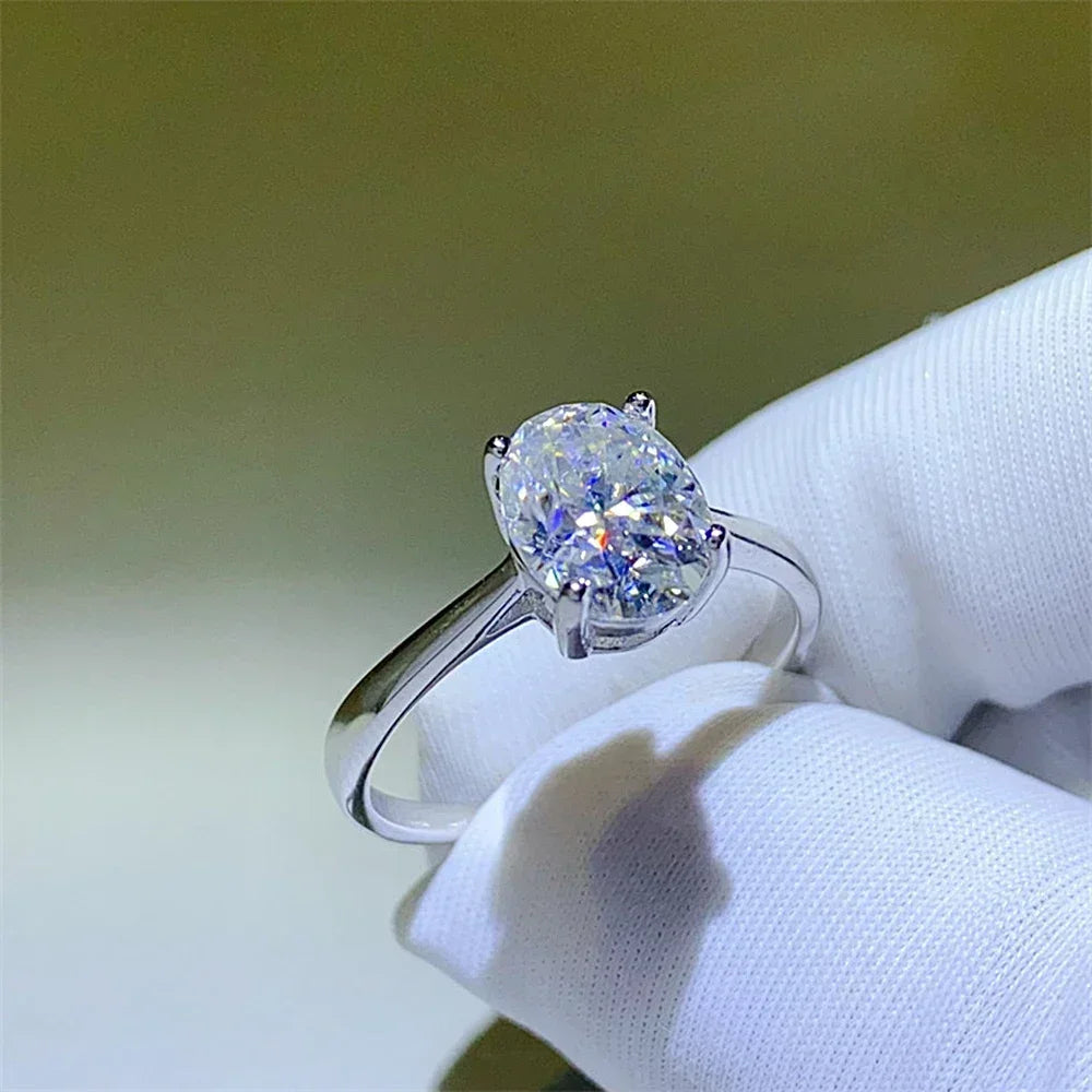 Anelli di moissanite a taglio ovale da 1-4 ct per donne scintillanti diamanti 925 gioielli a fedi nuziali in fidanzamento in argento sterling con certificato